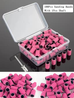 100Pcs Sanding Bands With 1Pcs Metal Shaft Set Nail Drill Bits For Remove Nail Polish Gel Dead Skin Calluses Cutter Drill Bit