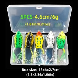 Aorace 5Pcs 6G 13G Frog Soft Lure Tube Bait Plastic Fishing Lure with Fishing Hooks Topwater Ray Frog Artificial 3D Eyes