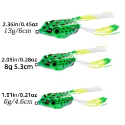 Aorace 5Pcs 6G 13G Frog Soft Lure Tube Bait Plastic Fishing Lure with Fishing Hooks Topwater Ray Frog Artificial 3D Eyes