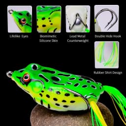 Aorace 5Pcs 6G 13G Frog Soft Lure Tube Bait Plastic Fishing Lure with Fishing Hooks Topwater Ray Frog Artificial 3D Eyes
