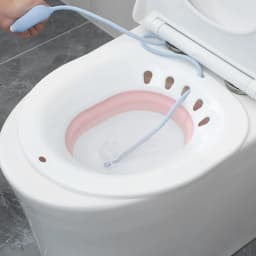 Sitz Bath for Hemorrhoids, Sitz Bath for Toilet Seat, Postpartum Care, Sits Bath Kit for Women, Collapsible, Flusher Hose