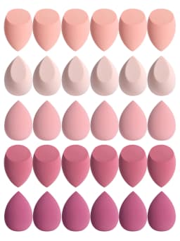 30 Beauty Eggs (Makeup Sponges) Foundation Make-Up Mixed Beauty Sponge, Liquid, Cream and Powder Without Blemish, Multi-Color C