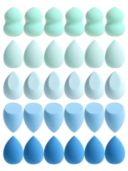 30 Beauty Eggs (Makeup Sponges) Foundation Make-Up Mixed Beauty Sponge, Liquid, Cream and Powder Without Blemish, Multi-Color C