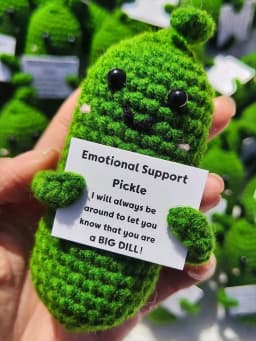 Cute Handmade Plush Doll Knitted Cucumber Décor with Positive Message Valentine's Day New Year Birthday Gift for Kid and Couples