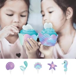 3 Layers Cartoon Mermaid Tail Theme Cake Stand Display DIY Cupcake Wrappers and Cake Topper Festival Birthday Party Cake Tray