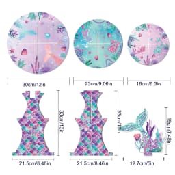 3 Layers Cartoon Mermaid Tail Theme Cake Stand Display DIY Cupcake Wrappers and Cake Topper Festival Birthday Party Cake Tray