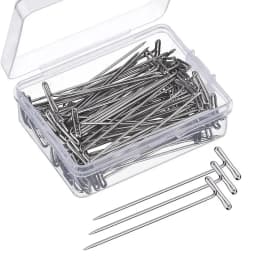 50/100Pcs T Shape Pins Needles 21-57mm Sliver Stainless Steel For Crafts Blocking Knitting Holding Wigs Hair Extender