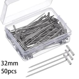 50/100Pcs T Shape Pins Needles 21-57mm Sliver Stainless Steel For Crafts Blocking Knitting Holding Wigs Hair Extender