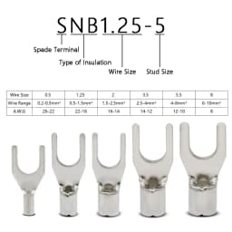 50PCS Pure Copper Fork Crimp Terminals Non Insulated Spade Terminals DSN/SNB0.5/1.25/3.5/5.5/8-3/4/5/6/8 Wire Cable Connectors