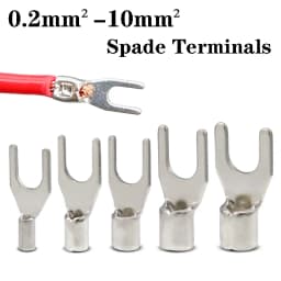 50PCS Pure Copper Fork Crimp Terminals Non Insulated Spade Terminals DSN/SNB0.5/1.25/3.5/5.5/8-3/4/5/6/8 Wire Cable Connectors
