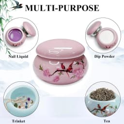 1Pc Ceramics Nail Cup with Lid Acrylic Liquid Powder Ceramic Cup Nail Art Acrylic Liquid Powder Porcelain Dappen Dish Container