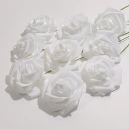 50pcs/package White PE Rose Artificial Flower Head With Stem DIY Bouquet Wedding Party Decoration Scrapbook Supplies