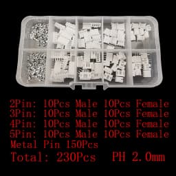230Pcs/Box JST PH 2.0mm / XH 2.54mm Pitch Terminals Kit 2/3/4/5 Pin Male Female Plug Plastic Housing Header Crimp Wire Connector