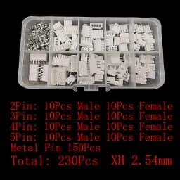230Pcs/Box JST PH 2.0mm / XH 2.54mm Pitch Terminals Kit 2/3/4/5 Pin Male Female Plug Plastic Housing Header Crimp Wire Connector