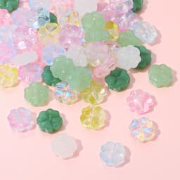 About20Pcs Glass Four Leaf Flower Beads Scattered Beads Handmade DIY Making Couple Bracelets, Necklaces, Earrings, Jewelry Acces