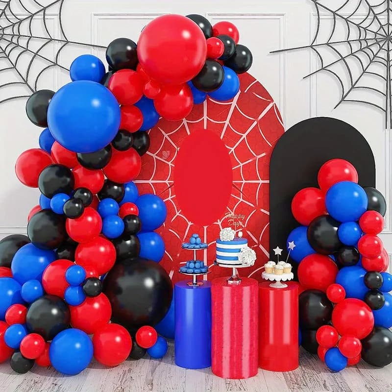 95Pcs/Set Red Black Blue Latex Balloon Chain Kids Boys Gifts Birthday Party Decorations
