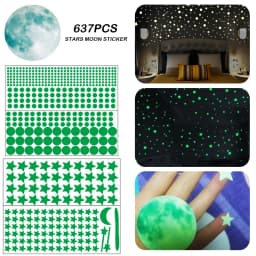 637pcs Glow In The Dark Stars Stickers Luminous Moon Wall Decals Fluorescent Star Ceiling Sticker For Bedroom Nursery Wall Decor