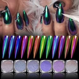 Magic Mirror Powder Chameleon Polarizing Nail Glitter High-Light Diamond Holographic Nail Art Pigments DIY UV Gel Manicure Dust