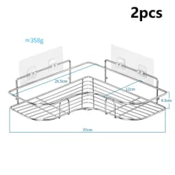 Stainless Steel Triangular Holder Shelf Wall Mounted Adhesive Shampoo Shower Storage Rack Kitchen Bathroom Organizer