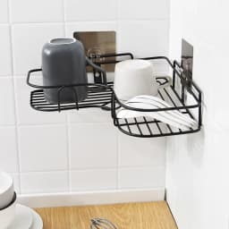 Stainless Steel Triangular Holder Shelf Wall Mounted Adhesive Shampoo Shower Storage Rack Kitchen Bathroom Organizer
