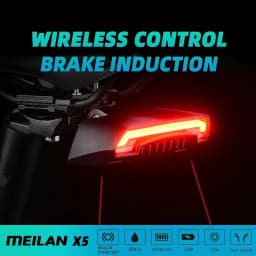 Meilan X5 Wireless Bike Bicycle Rear Light Laser Tail Lamp Smart Brake USB Rechargeable Cycling Accessories Remote Turn Led