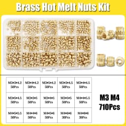 Hot Melt Brass Heat Insert Nut Iron Tip M2 M2.5 M3 M4 M5 M6 Embedded Heating Knurled Brass Inserts Nuts 3D Printer Case Notebook