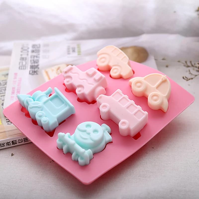 Car Train Soap Silicone Mold Vehicles Crayon Making Supplies Pudding Jelly Cake Chocolate Mould Kitchen Accessories Pastry Tools