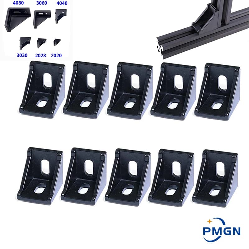 5pcs/10PCS 2020 3030 Corner Bracket Fitting Black Angle Aluminum Connector 3060 4040 4080 for Industrial Aluminum Profile