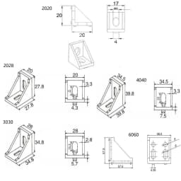 5pcs/10PCS 2020 3030 Corner Bracket Fitting Black Angle Aluminum Connector 3060 4040 4080 for Industrial Aluminum Profile