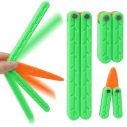 Simulation Carrot Butterfly Knife Gravity 3D Printed Plastic Folding Knife Toys Kids Mini Swinging Knife Action Training Props 
