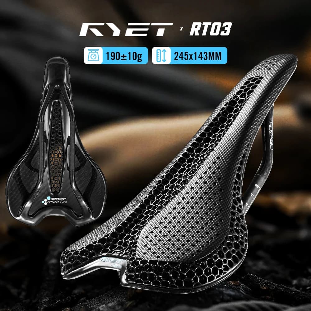 RYET Ultralight Carbon 3D Printed Bicycle Saddle 190g/210g 7*9 Bike Seating Cushion Road MTB Mountain Gravel Cycling Bike Parts