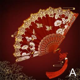 Chinese Luxury Gliding Folding Fan Wedding Bridal Fan Dance Performance Props Retro Floral Glitter Butterfly Fans Crafts