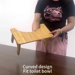 Sturdy Portable Bamboo Toilet Squat Stool for Adults,Wide and Stable,Bathroom Potty Stool,Easy to Use and Clean, Portable Design