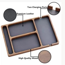 ooden Office Desktop Storage Box Solid Wood Partition Storage Box Mobile Phone Headphone Debris Storage Box Wooden Storage Tray