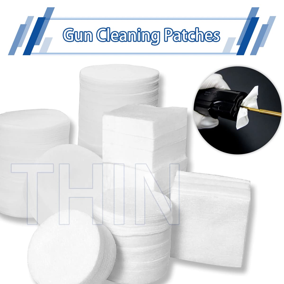 500pcs Round Tactical Gun Cleaning Patches 2" Lint-Free Square Cloth for Rifle Pistol 9mm .38 Cal Hunting Shooting Maintenance