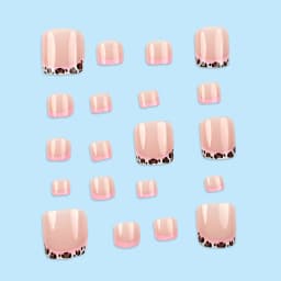 24pcs Fashion Leopard Print False Toe Nails Pind Edge French Style Sweet Cool Press On Toenail Y2k Simple Fake Toenail For Women