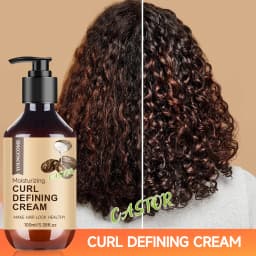 Castor Oil Curl Activator Cream - Defined Coily/Wavy Hair, Humidity Resistance, Non-Greasy Formula, Safe for Color-Treated Hair