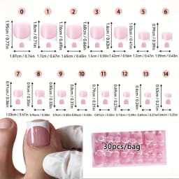 30pcs Square ToeNail Tips Summer French Gradient False Toe Nails Wearable Short Square Foot Nails Set Press On Nail