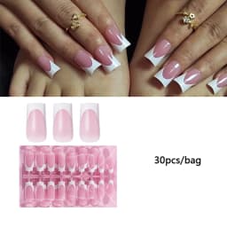 30pcs Square ToeNail Tips Summer French Gradient False Toe Nails Wearable Short Square Foot Nails Set Press On Nail