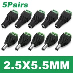 4pcs Male Female Jack Socket Barrel 2.1mm*5.5mm DC Plug Adapter 2.5mm 12V DC Power Connector Plug