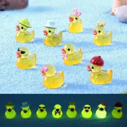 100/50PCS Mini Yellow Luminous Duck Ornament Miniature Figures Tiny Duck Micro Fairy Garden Landscape Fairy Garden Home Decor