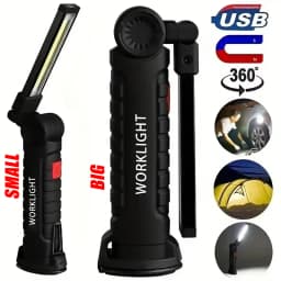 395nm LED UV Flashlight USB Rechargeable Foldable Lamp with Magnet Hook UV Light Ultraviolet for Pet Urine Detector Resin Curing