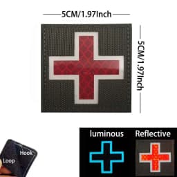 IR Reflective Emergency Rescue Life Star Medic Cross MED First Aid Morale Badge Tactical Patch Hook & Loop For Backpack Applique