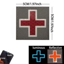 IR Reflective Emergency Rescue Life Star Medic Cross MED First Aid Morale Badge Tactical Patch Hook & Loop For Backpack Applique