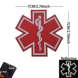 IR Reflective Emergency Rescue Life Star Medic Cross MED First Aid Morale Badge Tactical Patch Hook & Loop For Backpack Applique