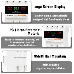 63A 100A ATS Adjustable Over Under Voltage Current Protector Dual Power Conversion Automatic Transfer Switch Monitor Relay 220V