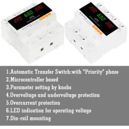 63A 100A ATS Adjustable Over Under Voltage Current Protector Dual Power Conversion Automatic Transfer Switch Monitor Relay 220V