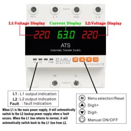 63A 100A ATS Adjustable Over Under Voltage Current Protector Dual Power Conversion Automatic Transfer Switch Monitor Relay 220V