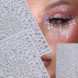 1Pcs Silver-White Glitter 3D Rhinestones Face Stickers 3/4/5/6mm Round Diamond Body Jewels Makeup Stickers For Eye Face Decorati