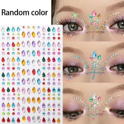 1Pcs Silver-White Glitter 3D Rhinestones Face Stickers 3/4/5/6mm Round Diamond Body Jewels Makeup Stickers For Eye Face Decorati